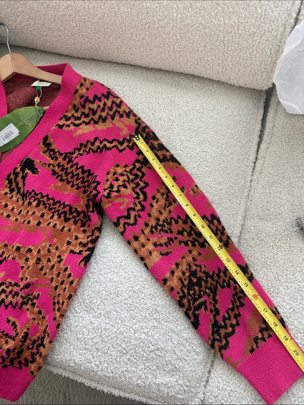 FARM Rio Hot Pink Abstract Print Button-Up Cardigan - Picture 7 of 7